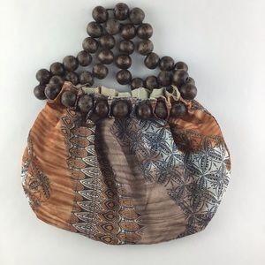 Mini Brown Beaded Purse Pocketbook Handbag